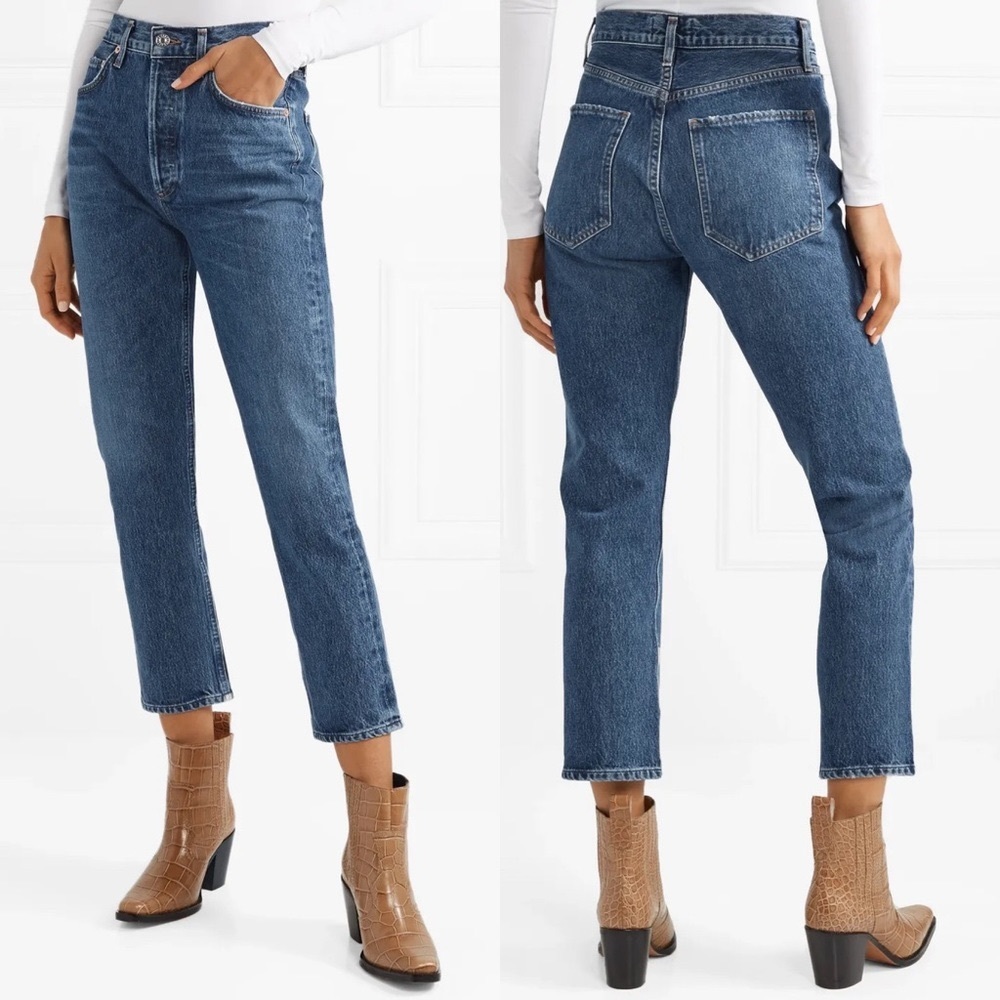AGOLDE Riley High Rise Straight Cropped Jeans Air Blue Size 24